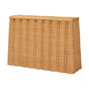 bali & pari Andrea Natural Rattan Console Table - Handwoven Wicker Accent Table with Pleated Skirt, Boho Coastal Decor